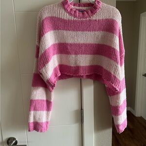 Edikted Striped Pink and White Women's Sweater